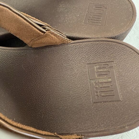 FitFlop Lulu Flower Patent Bronze Brown Thong Flip Flops Sandals Size 9 Shoes - Picture 8 of 10